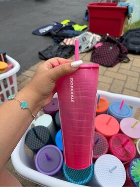 Starbucks Pink Tall Reusable Tumbler with Matching Straw